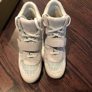 Ash white/off-white mesh wedge heeled sneakers